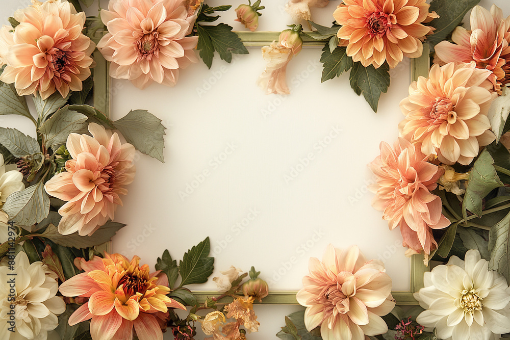frame of autumn flowers frame of autumn flowers