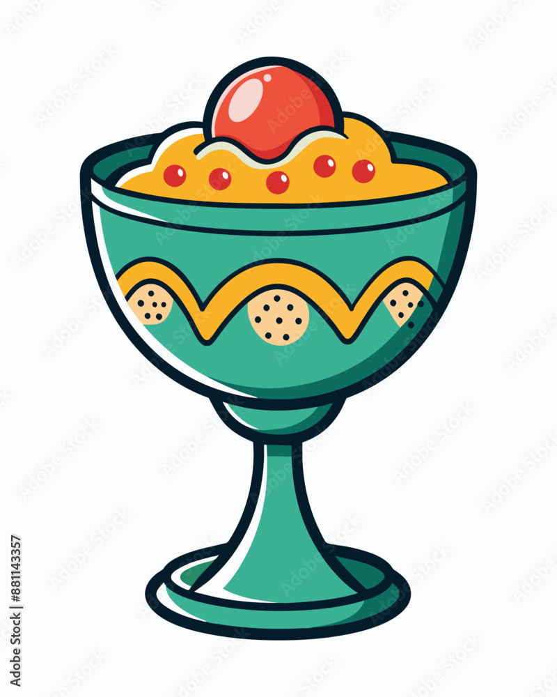 Berry ice cream in a plate. Sweet sundae. Fast food restaurant frozen dessert. Cartoon vector illustration. Berry ice cream in a plate. Sweet sundae. Fast food restaurant frozen dessert. Cartoon vector illustration.