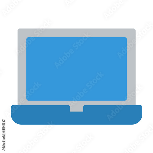 laptop icon color or logo illustration flat color blue style 