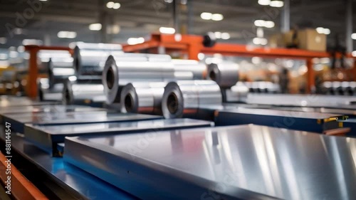 Wallpaper Mural Manufacturing Galvanized Steel Sheet Rolls in a Factory Setting. Concept Factory Setting, Galvanized Steel, Sheet Rolls, Manufacturing Process, Machinery Operations Torontodigital.ca