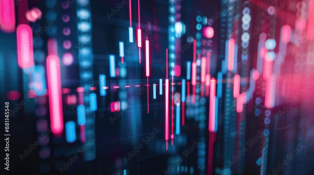 Stock market trading chart and candlestick chart suitable for financial investment concept. Cryptocurrency background Stock market trading chart and candlestick chart suitable for financial investment concept. Cryptocurrency background