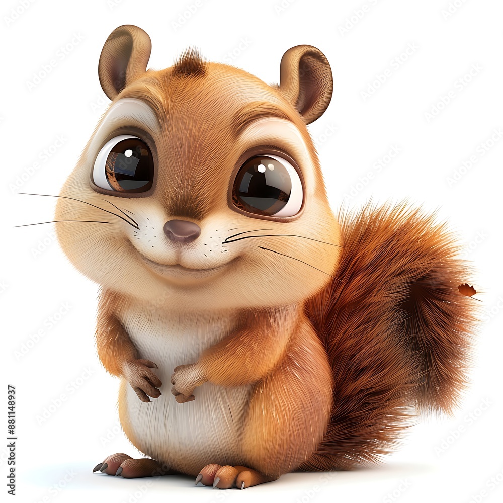 Adorable cartoon squirrel with big eyes and a fluffy tail Adorable cartoon squirrel with big eyes and a fluffy tail