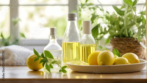 Eco-Friendly Cleaning Products: Safeguarding Your Home with Non-Toxic Ingredients. Concept Eco-friendly cleaning, Non-toxic products, Sustainable home, Green cleaning, Chemical-free alternatives photo