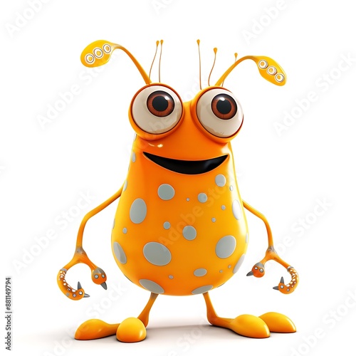 Cute and friendly alien creature with big eyes and polka dots photo