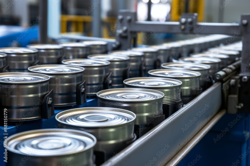 Modern Food Can Production Line in Factory Setting Modern Food Can Production Line in Factory Setting