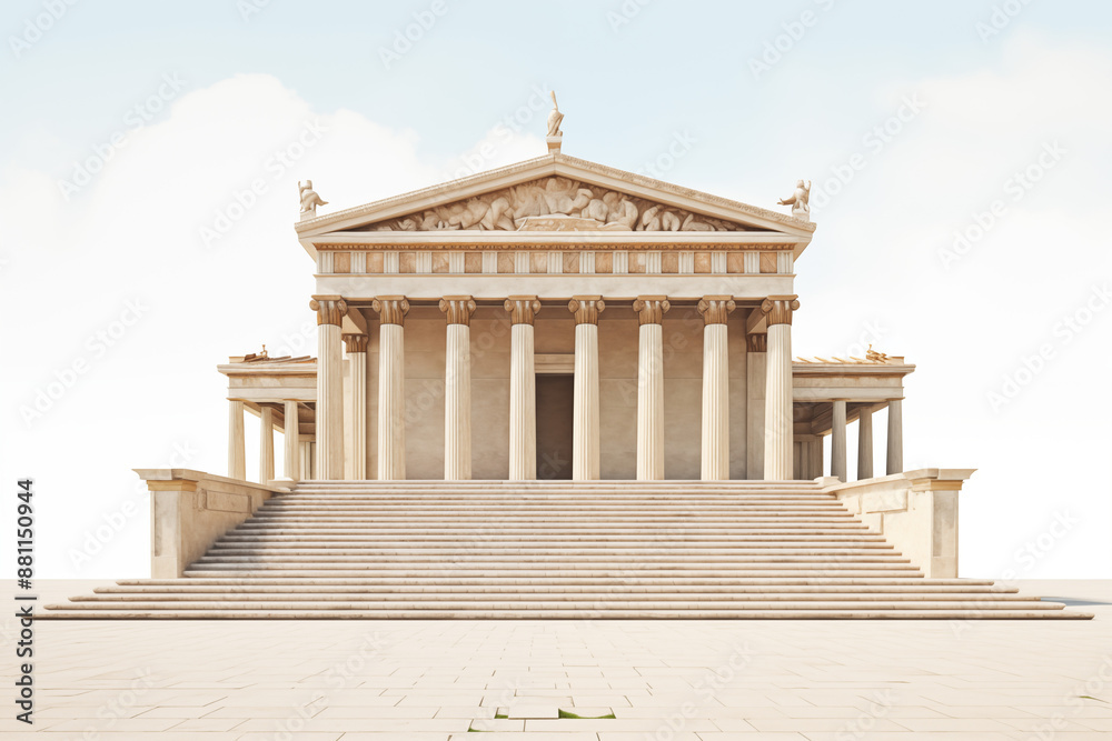 Obraz premium Greek temple on a white background. Greek civilization. Archeology of ancient Greece. News about ancient Greece. History book about ancient Greece. 