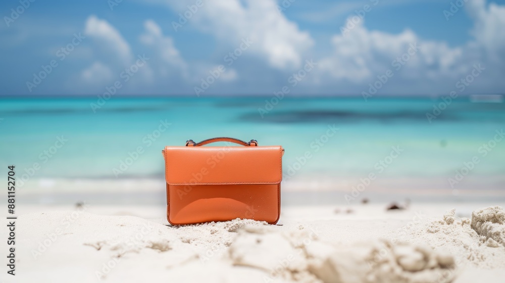 Orange Handbag on a Tropical Beach Orange Handbag on a Tropical Beach