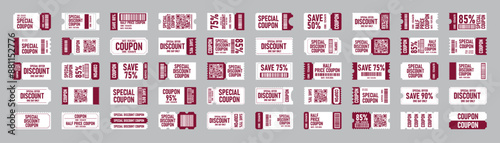 Coupon vector set. coupon promotion set. voucher set. ticket icon. voucher icon. discount coupon. gift voucher. coupon book. voucher vector. discount card vector. gift card. ticket vector.