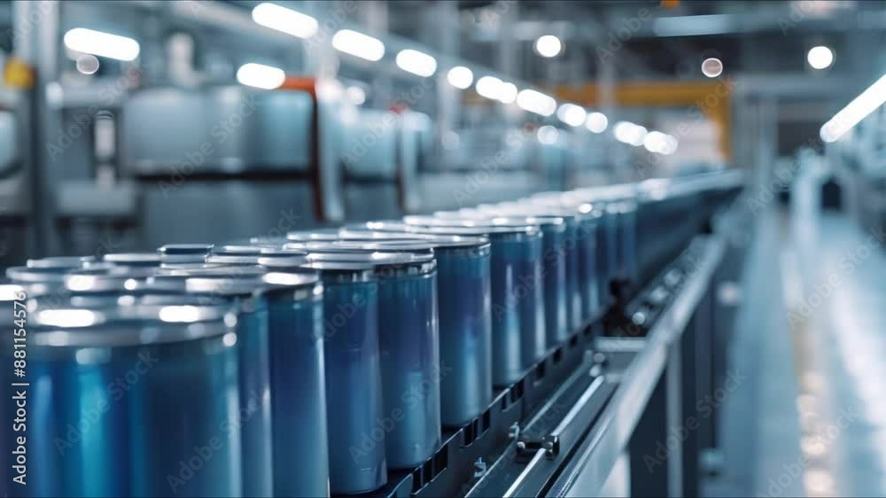 Equipment in lithium battery production facility. Concept Lithium Battery, Manufacturing Equipment, Production Facility, Safety Protocols, Quality Control