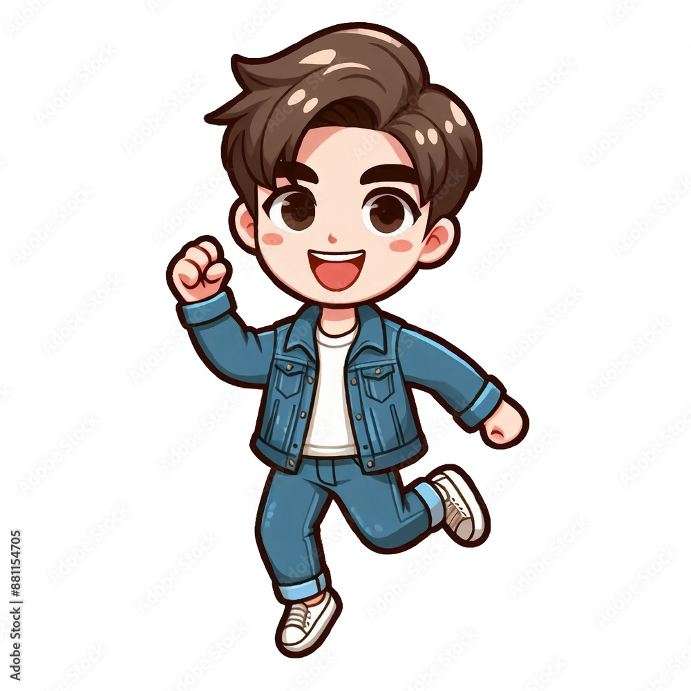 A cartoon handsome boy in jeans clothes. A cartoon handsome boy in jeans clothes.