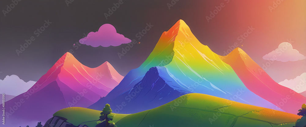 Vibrant and Colorful Mountain Landscape with Scenic Views Vibrant and Colorful Mountain Landscape with Scenic Views