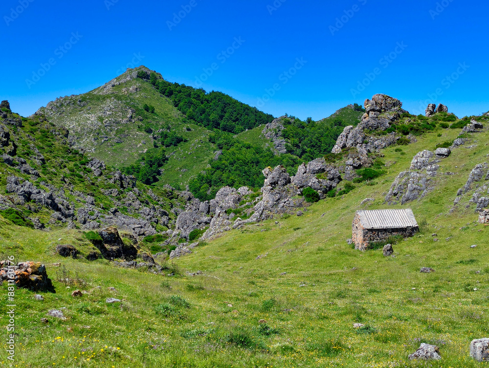 Cabin near La Llamera, Somiedo Natural Park and Biosphere Reserve, Asturias, Spain Cabin near La Llamera, Somiedo Natural Park and Biosphere Reserve, Asturias, Spain