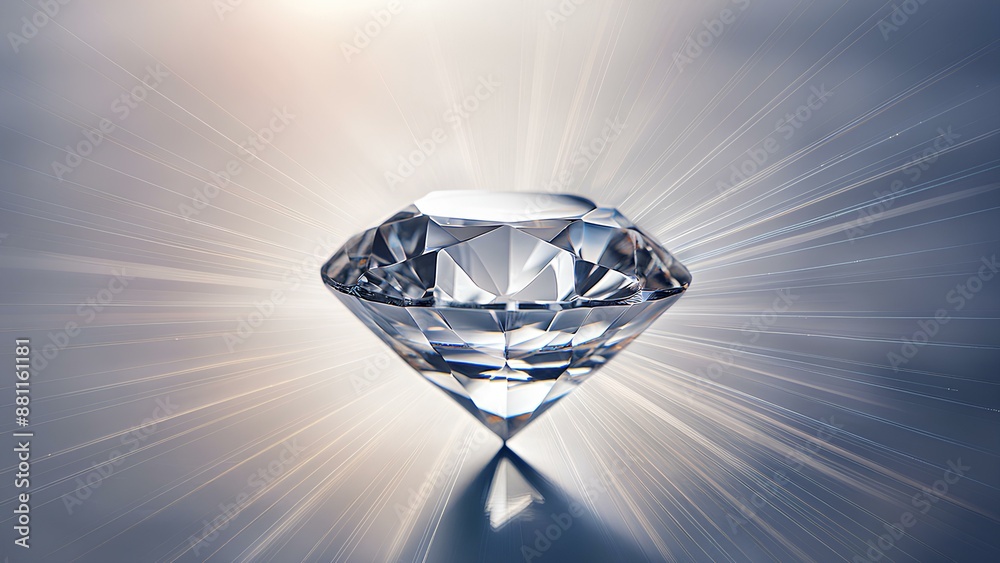 The diamond sparkles and emits rays. Diamond on a light surface, close-up. Concepts: precious, treasure, value The diamond sparkles and emits rays. Diamond on a light surface, close-up. Concepts: precious, treasure, value