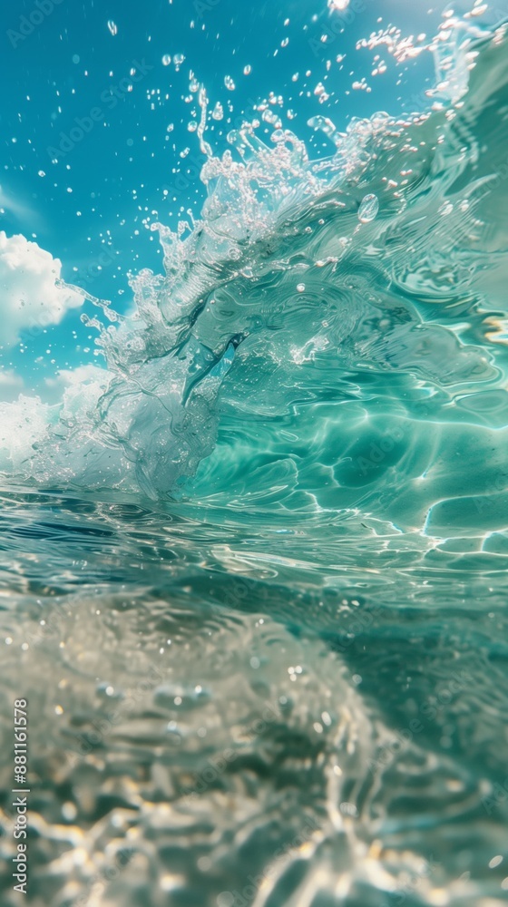 Clear light blue water wave splashing on beach. Summer holiday vacation concept sea photography Clear light blue water wave splashing on beach. Summer holiday vacation concept sea photography