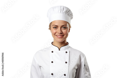 Women chef isolated on transparent background png cutouts. Images for graphic designers. White women. Image for flyers. Topics related to cooking. Cooking world. Job offer. Recruitment. European.