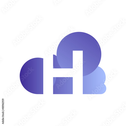 Minimal Letter H cloud logo vector template