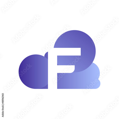 Minimal Letter F cloud logo vector template