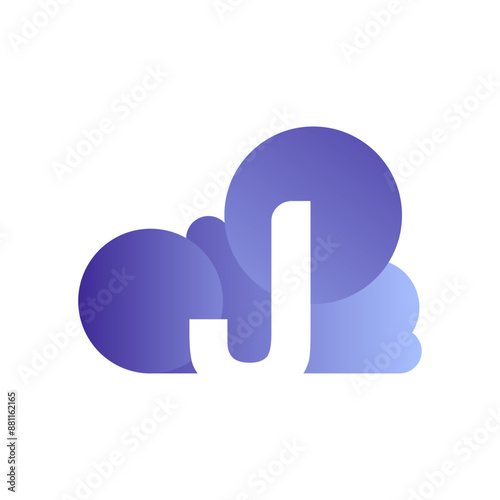 Minimal Letter J cloud logo vector template
