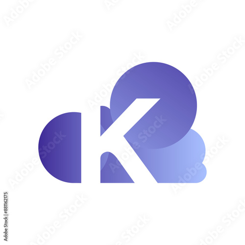 Minimal Letter K cloud logo vector template