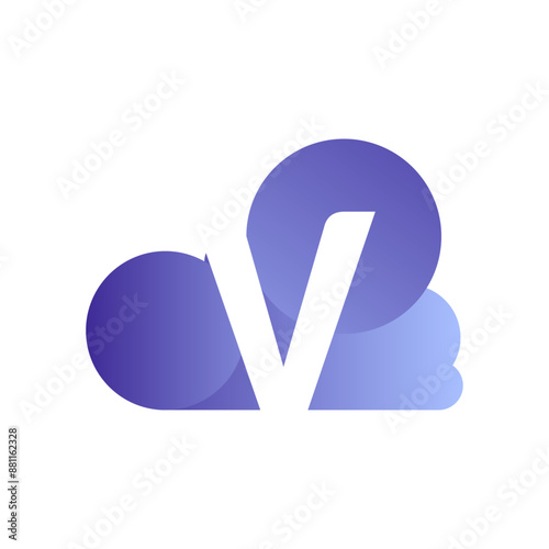 Minimal Letter V cloud logo vector template