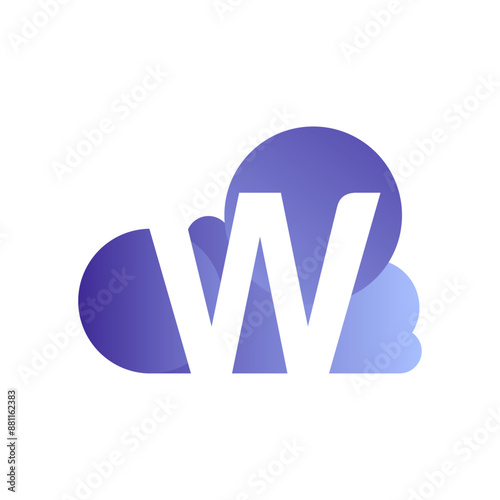 Minimal Letter W cloud logo vector template