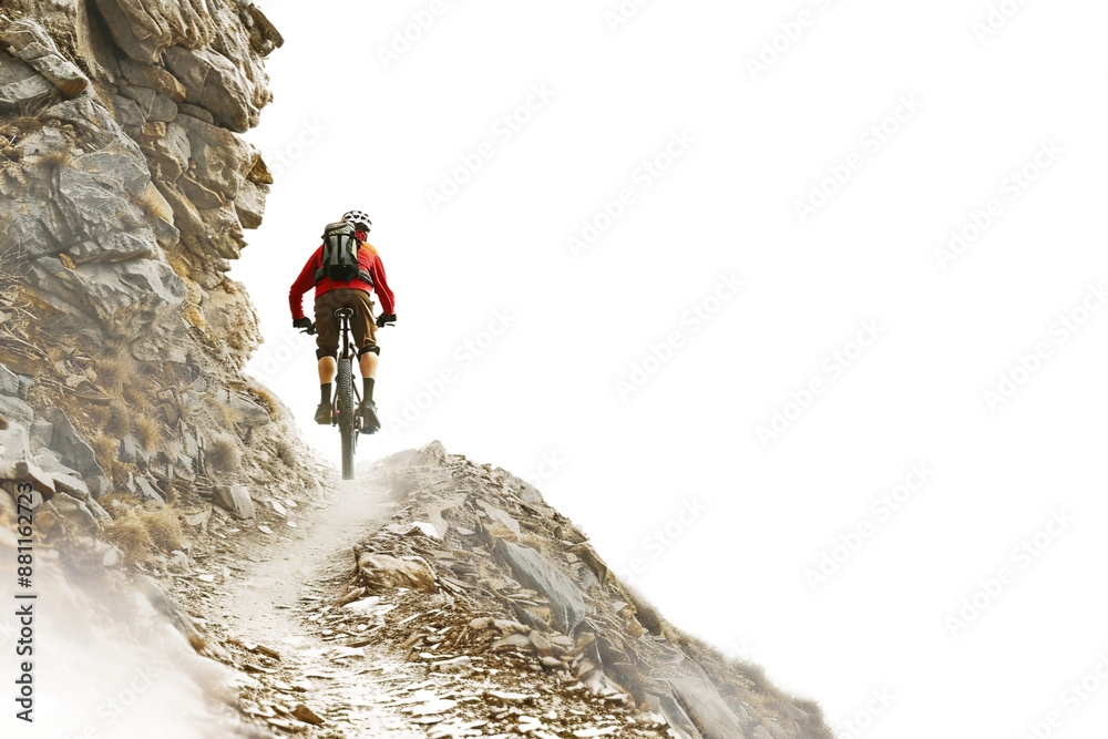 Fototapeta premium Cycling through picturesque mountain landscape
