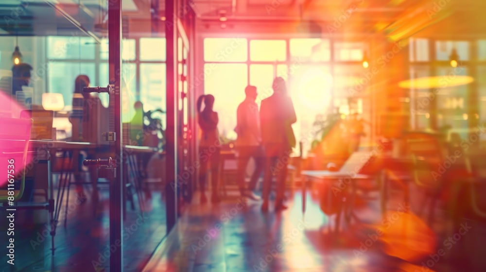 Collaborative Creativity: Team Working in Vibrant Blurred Office Space Collaborative Creativity: Team Working in Vibrant Blurred Office Space