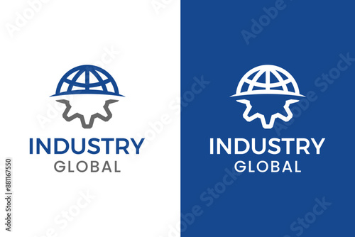 Industry Global design, Globe Line with Gear Logo Design Vector photo