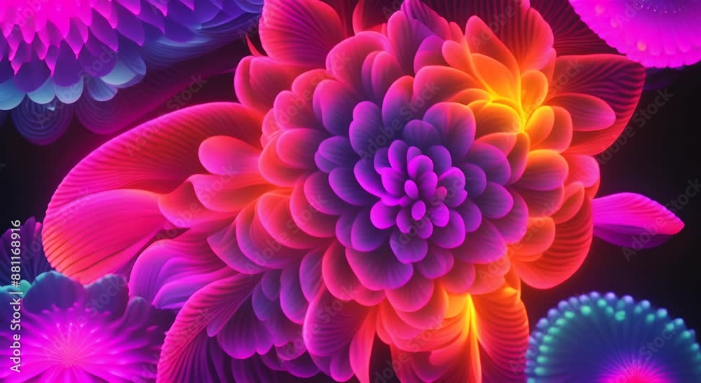 Fluctuating Psychedelic Glowing Flower Pattern 4k animation Fluctuating Psychedelic Glowing Flower Pattern 4k animation