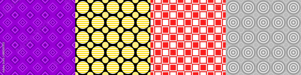 Seamless geometric threetone pattern set Seamless geometric threetone pattern set