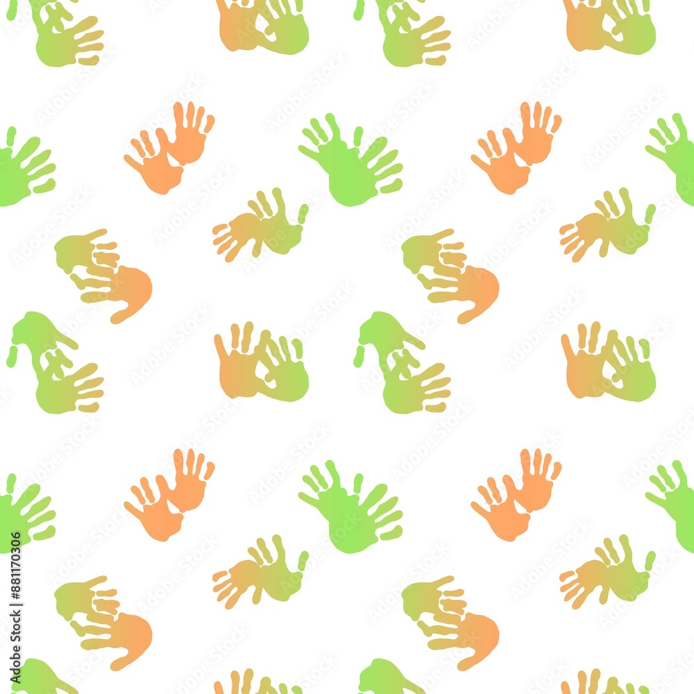 Handprint paint spots seamless abstract pattern for fabrics and linens