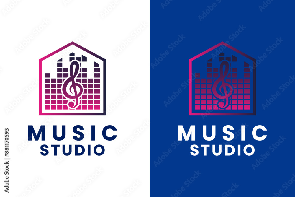 Music Studio with Spectrum Musical Note Logo Vector Design Music Studio with Spectrum Musical Note Logo Vector Design