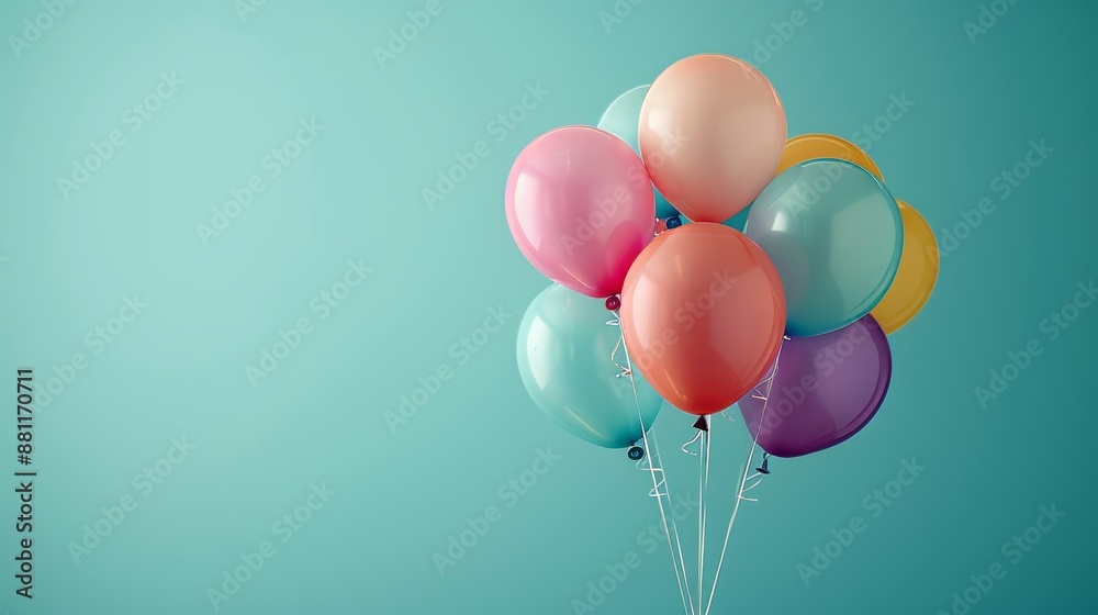balloons soaring on solid background, signifying new year, christmas, and future concepts balloons soaring on solid background, signifying new year, christmas, and future concepts
