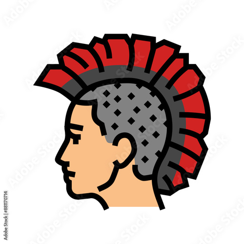 mohawk hairstyle subculture style color icon vector. mohawk hairstyle subculture style sign. isolated symbol illustration