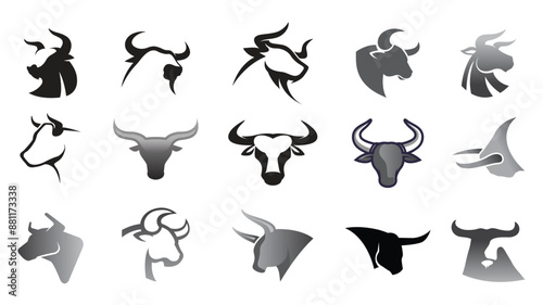 Creative buffalo cow ox bull head without facial features collection vector design inspiration