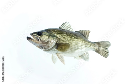 Largemouth Bass Fish Jumping with Solid Background