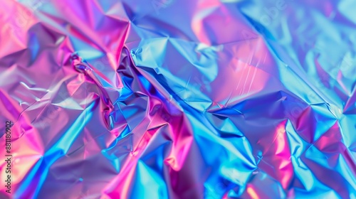 Vibrant Crumpled Foil Texture in Pink and Blue Hues