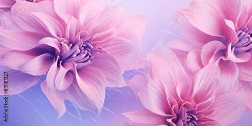 Tranquil Pink Dahlia Flowers on Serene Blue Background