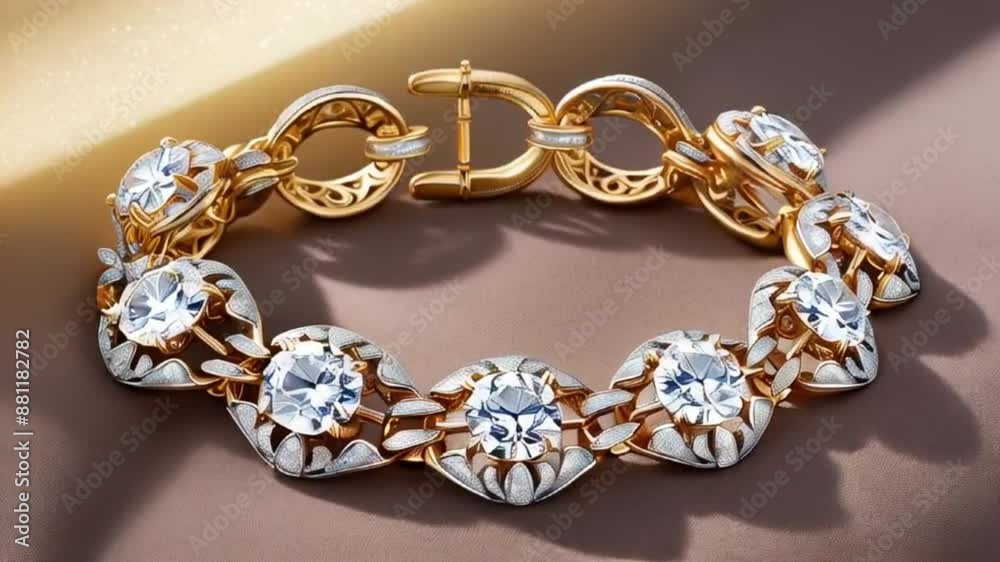 A diamond bracelet with a elegant bangle design, featuring large diamonds. A diamond bracelet with a elegant bangle design, featuring large diamonds.