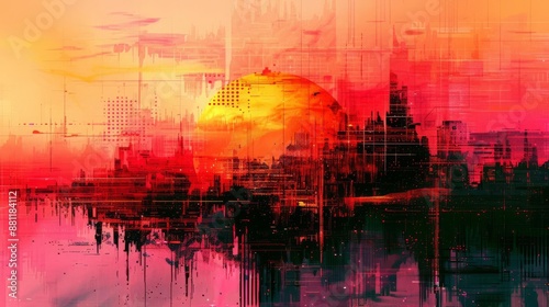Glitch Art Create a distorted and digitalinspired abstract background with glitch effects like pixelation, color shifts, and data moshing