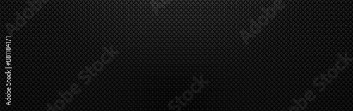 Carbon background. Dark geometric texture. Futuristic metal design for banner, poster or website. Realistic composite material. Black metal cells. Vector illustration.