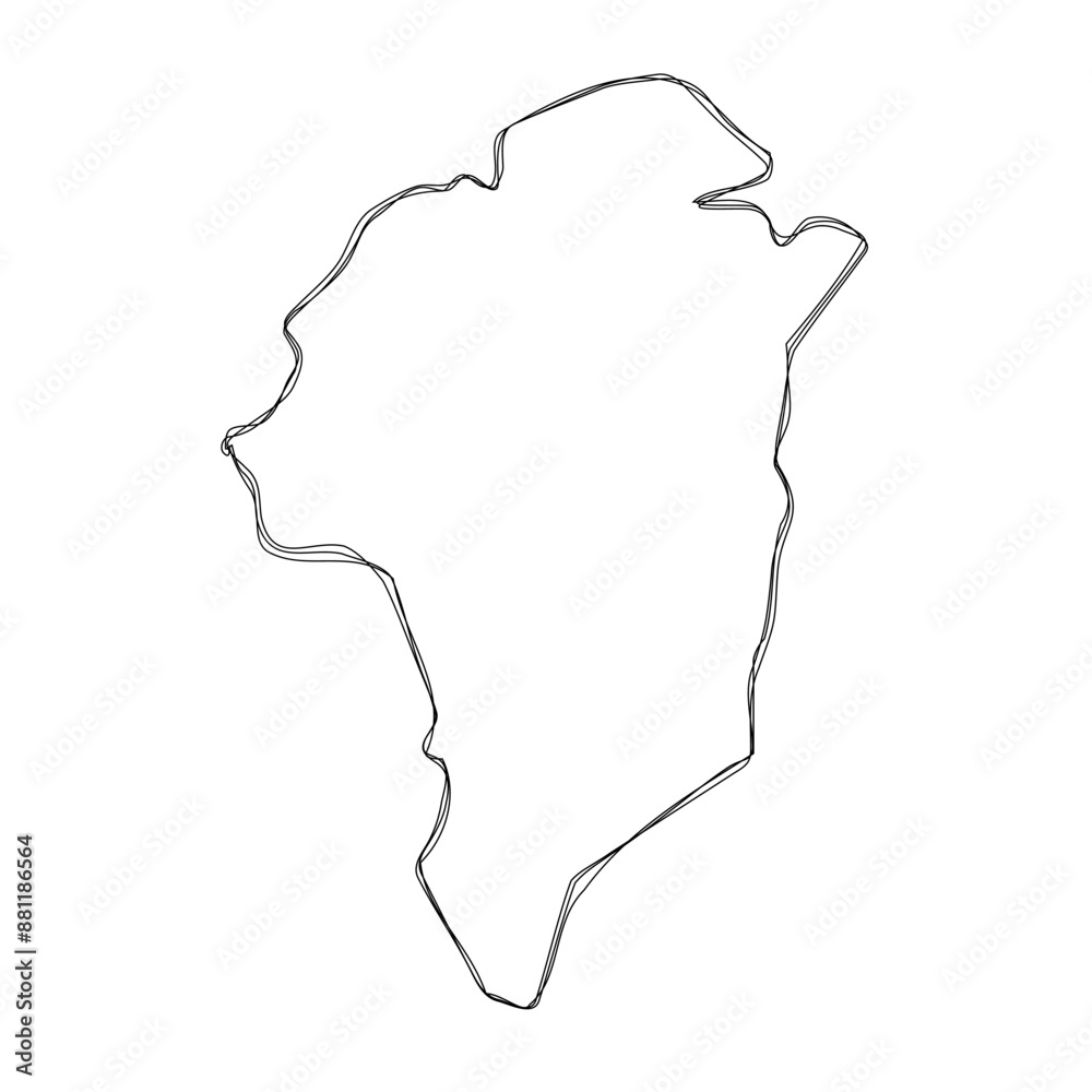 Greenland simplified map.Thin triple pencil sketch outline isolated on white background. Simple vector icon Greenland simplified map.Thin triple pencil sketch outline isolated on white background. Simple vector icon