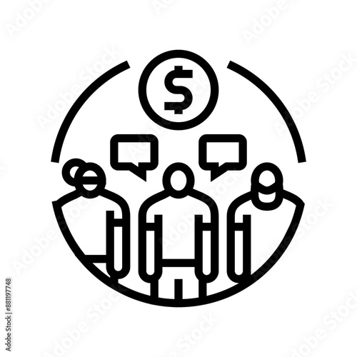 collusion money business cash line icon vector. collusion money business cash sign. isolated contour symbol black illustration