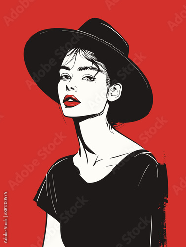 Beautiful woman Vector illustration in grunge style