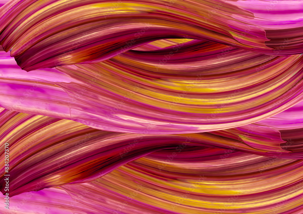 Fototapeta premium Colorful waves in the colors red, pink, yellow, brown.