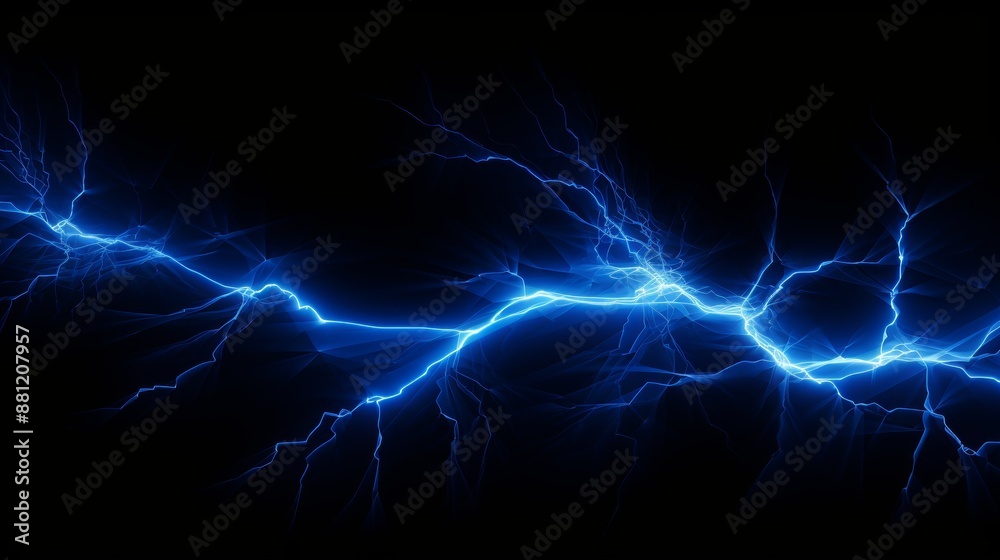 Electric blue lightning in a dark setting, 3d rendered image for impactful visuals Electric blue lightning in a dark setting, 3d rendered image for impactful visuals