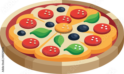 Delicious pizza with a variety of toppings
