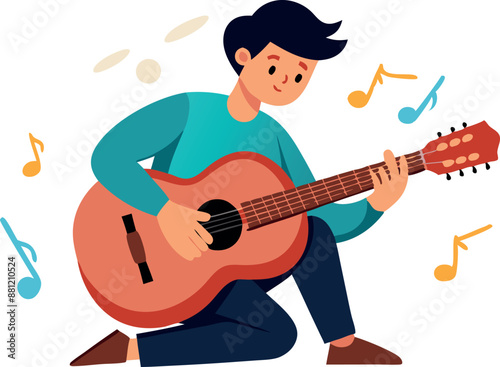 Man strumming an acoustic guitar