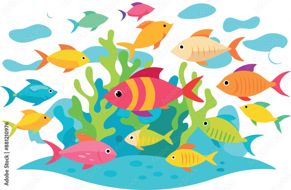 Various colorful fish swimming underwater Various colorful fish swimming underwater