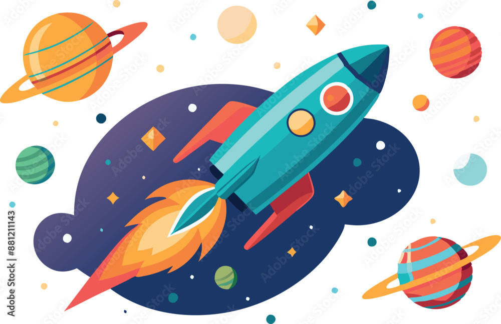 Rocket spaceship flying through outer space Rocket spaceship flying through outer space